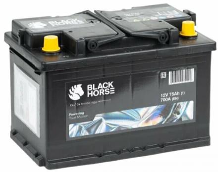 Аккумуляторная батарея  Black Horse 75 А.ч 700А (пр.пол) (278х175х190) зал.